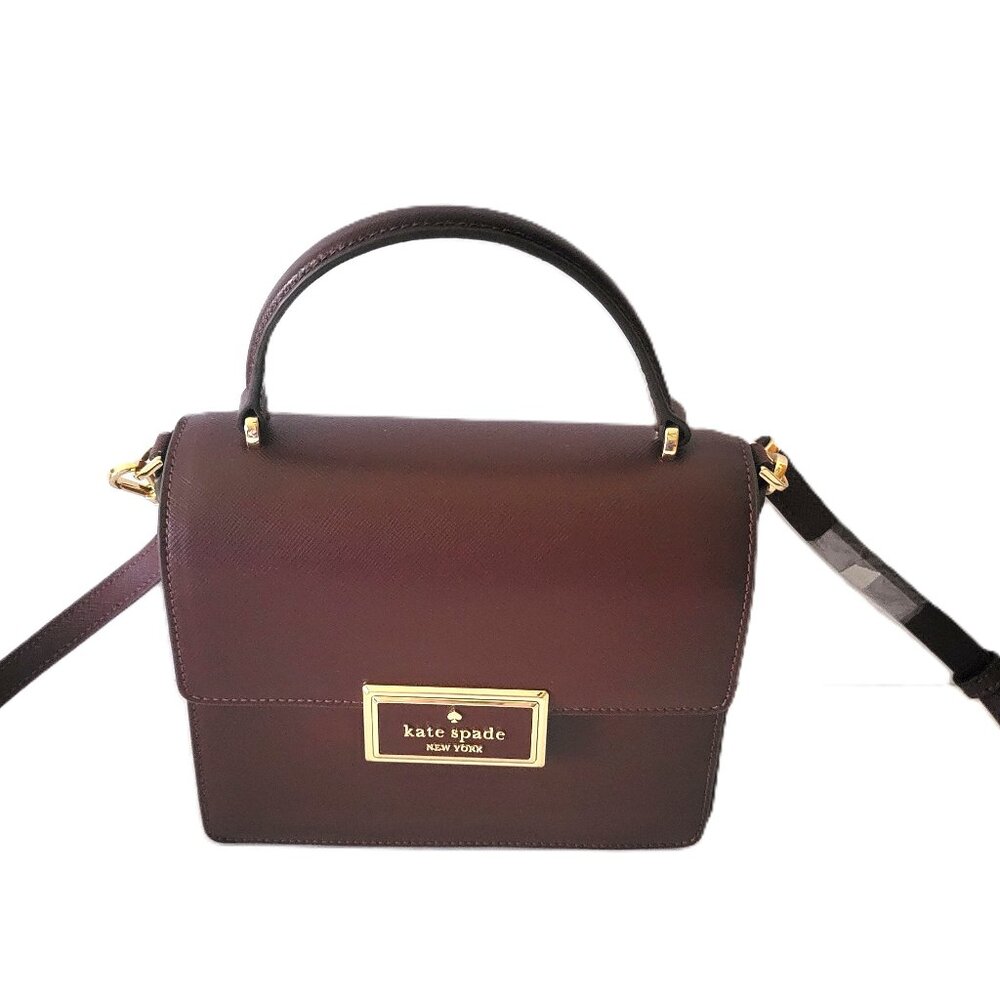 Kate Spade KG184 Reegan Small Top Handle Crossbody Satchel Dark Merlot Leather